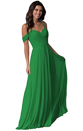 Damen V-Ausschnitt Abendkleid A-Linie Chiffon Off Shoulder Brautjungfernkleid Elegant Lange Partykleider von Sincemeet