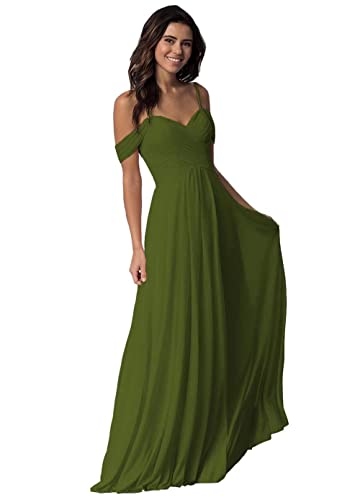 Damen V-Ausschnitt Abendkleid A-Linie Chiffon Off Shoulder Brautjungfernkleid Elegant Lange Partykleider von Sincemeet