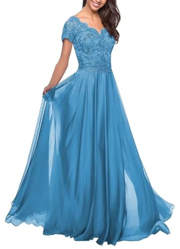 Kleider für die Brautmutter mit Spitzenapplikationen Formelle Abendkleider aus Chiffon in A-Linie für Frauen Kleider für die Brautmutter mit Spitzenapplikationen Formelle Abendkleider aus Chiffon in A-Linie für Frauen von Sincemeet