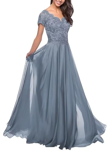 Kleider für die Brautmutter mit Spitzenapplikationen Formelle Abendkleider aus Chiffon in A-Linie für Frauen Kleider für die Brautmutter mit Spitzenapplikationen Formelle Abendkleider aus Chiffon in A-Linie für Frauen von Sincemeet