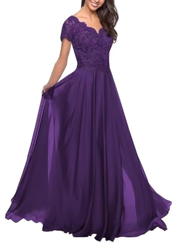 Kleider für die Brautmutter mit Spitzenapplikationen Formelle Abendkleider aus Chiffon in A-Linie für Frauen Kleider für die Brautmutter mit Spitzenapplikationen Formelle Abendkleider aus Chiffon in A-Linie für Frauen von Sincemeet