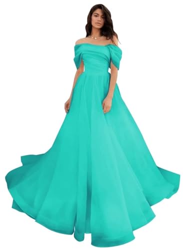 Schulterfreies Tüll-Abschlussballkleid Quinceañera-Kleid A-Linie Langes Ballkleid Puffy Hochzeitskleider von Sincemeet