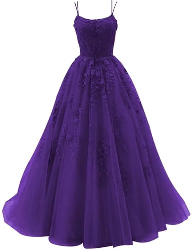 Sincemeet Damen Ballkleid aus Tüll mit Spaghettiträgern Lange Spitzenapplikationen Ballkleider A Linie formelle Party Abendkleider Ballkleider Damen Lang Sincemeet Damen Ballkleid aus Tüll mit Spaghettiträgern Lange Spitzenapplikationen Ballkleider A Linie formelle Party Abendkleider Ballkleider Damen Lang von Sincemeet