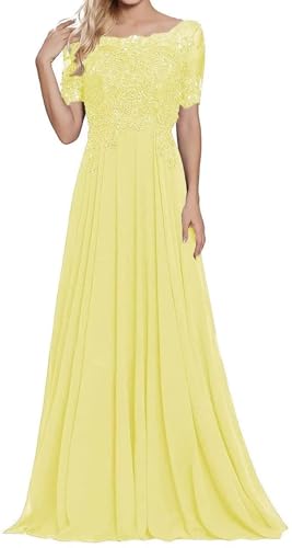 Sincemeet Damen Lange Mutter Der Braut Kleider Chiffon Perlen Spitzenkleid Brautjungfer Mit 1/235 Ärmeln Lang Formelle Abendkleid von Sincemeet