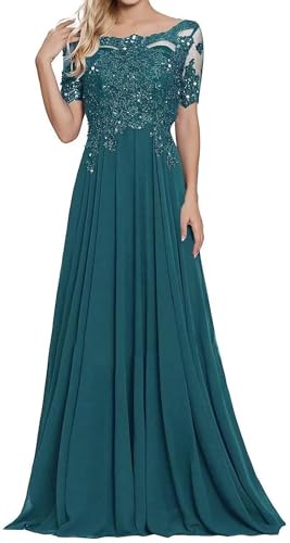 Sincemeet Damen Lange Mutter Der Braut Kleider Chiffon Perlen Spitzenkleid Brautjungfer Mit 1/326 Ärmeln Lang Formelle Abendkleid von Sincemeet