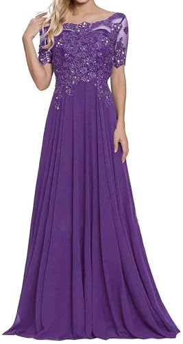 Sincemeet Damen Lange Mutter Der Braut Kleider Chiffon Perlen Spitzenkleid Brautjungfer Mit 1/358 Ärmeln Lang Formelle Abendkleid von Sincemeet