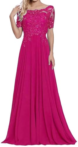Sincemeet Damen Lange Mutter Der Braut Kleider Chiffon Perlen Spitzenkleid Brautjungfer Mit 1/441 Ärmeln Lang Formelle Abendkleid von Sincemeet
