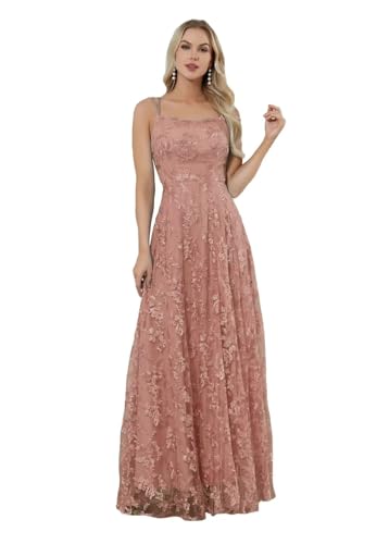 Sincemeet Damen Tüll Spitzen Applikationen Ballkleider Spaghettiträger Rückenfrei Formelle Abendkleider mit Schlitz von Sincemeet