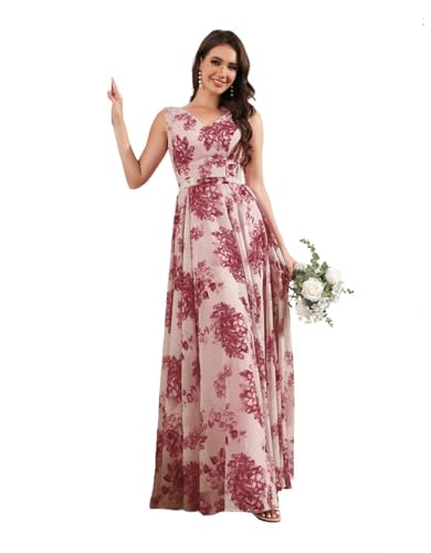 Sincemeet Floral Print Ballkleid Chiffon V-Ausschnitt Brautjungfernkleider mit Taschen Langes A-Linien-Abendkleid Sincemeet Floral Print Ballkleid Chiffon V-Ausschnitt Brautjungfernkleider mit Taschen Langes A-Linien-Abendkleid von Sincemeet