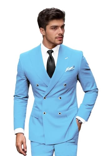 Sincemeet Herren Anzüge 2 Teilig Slim Fit Anzug Zweireiher Klassisch Anzüge Sets Formale Business Anzug Einfarbige Anzüge Suits von Sincemeet