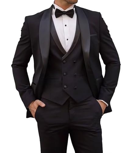 Sincemeet 3-teiliger smokings für Herren schmale Passform zweireihiger Anzug Anzug Jacke Hose Weste für Hochzeiten und Business von Sincemeet