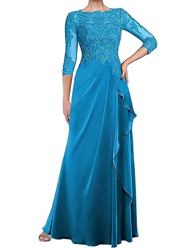 Sincemeet Kleider für die Brautmutter aus Spitze Elegant Cocktailkleid für die Hochzeit Chiffon formelles Abendkleid mit Rüschen von Sincemeet