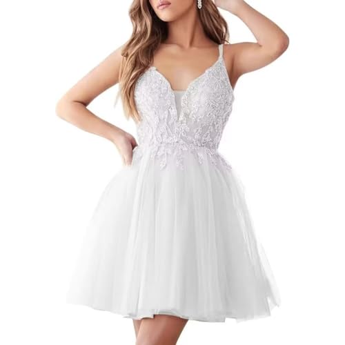 Sincemeet Kurzes Ballkleid Damen Mit Tüll Homecoming Dresses Mit Spitzenapplikationen Short Prom Dress Kurzes Abendkleid von Sincemeet