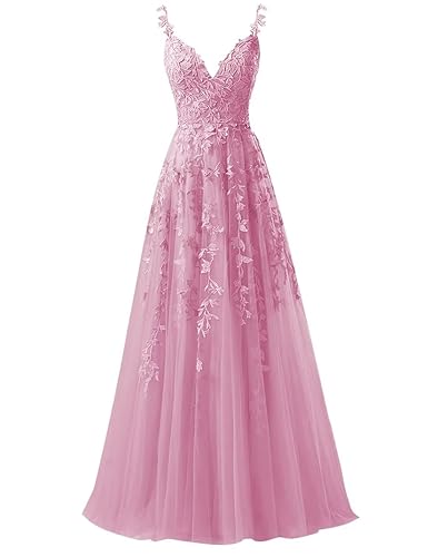 Sincemeet Spaghettiträgern Tüll Ballkleider Lang Spitzenapplikationen Hochzeitskleid V-Ausschnitt Abendkleider Sincemeet Spaghettiträgern Tüll Ballkleider Lang Spitzenapplikationen Hochzeitskleid V-Ausschnitt Abendkleider von Sincemeet