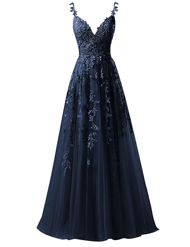 Sincemeet Spaghettiträgern Tüll Ballkleider Lang Spitzenapplikationen Hochzeitskleid V-Ausschnitt Abendkleider Sincemeet Spaghettiträgern Tüll Ballkleider Lang Spitzenapplikationen Hochzeitskleid V-Ausschnitt Abendkleider von Sincemeet