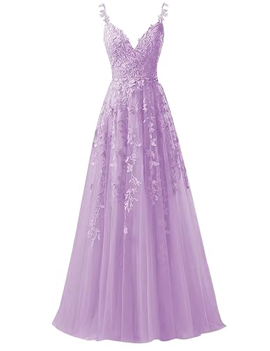 Sincemeet Spaghettiträgern Tüll Ballkleider Lang Spitzenapplikationen Hochzeitskleid V-Ausschnitt Abendkleider Sincemeet Spaghettiträgern Tüll Ballkleider Lang Spitzenapplikationen Hochzeitskleid V-Ausschnitt Abendkleider von Sincemeet