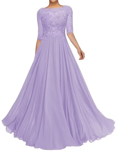 Sincemeet Spitzenapplikationen Abendkleid Lang Chiffon Mutter Der Braut Kleider Perlen Brautjungfer Mit 1/2 Ärmeln Sincemeet Spitzenapplikationen Abendkleid Lang Chiffon Mutter Der Braut Kleider Perlen Brautjungfer Mit 1/2 Ärmeln von Sincemeet