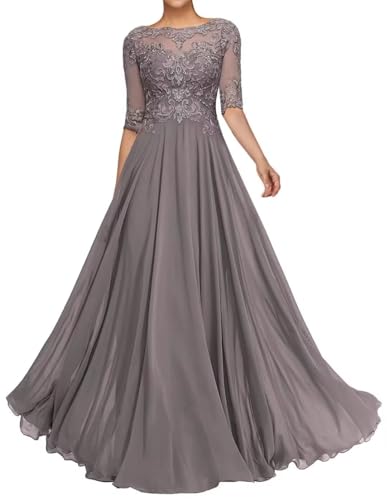 Sincemeet Spitzenapplikationen Abendkleid Lang Chiffon Mutter Der Braut Kleider Perlen Brautjungfer Mit 1/2 Ärmeln Sincemeet Spitzenapplikationen Abendkleid Lang Chiffon Mutter Der Braut Kleider Perlen Brautjungfer Mit 1/2 Ärmeln von Sincemeet