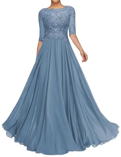 Sincemeet Spitzenapplikationen Abendkleid Lang Chiffon Mutter Der Braut Kleider Perlen Brautjungfer Mit 1/2 Ärmeln Sincemeet Spitzenapplikationen Abendkleid Lang Chiffon Mutter Der Braut Kleider Perlen Brautjungfer Mit 1/2 Ärmeln von Sincemeet