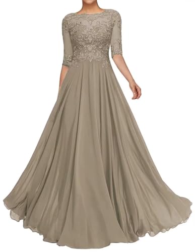 Sincemeet Spitzenapplikationen Abendkleid Lang Chiffon Mutter Der Braut Kleider Perlen Brautjungfer Mit 1/2 Ärmeln Sincemeet Spitzenapplikationen Abendkleid Lang Chiffon Mutter Der Braut Kleider Perlen Brautjungfer Mit 1/2 Ärmeln von Sincemeet