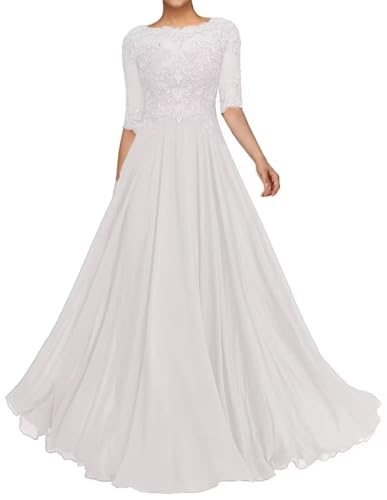 Sincemeet Spitzenapplikationen Abendkleid Lang Chiffon Mutter Der Braut Kleider Perlen Brautjungfer Mit 1/2 Ärmeln Sincemeet Spitzenapplikationen Abendkleid Lang Chiffon Mutter Der Braut Kleider Perlen Brautjungfer Mit 1/2 Ärmeln von Sincemeet