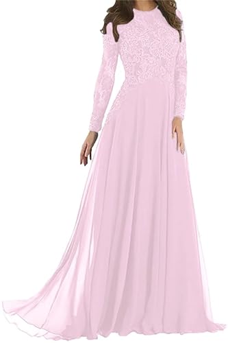 Sincemeet Spitzenkleider für die Brautmutter Formelle Abendkleider mit Langen Ärmeln A-line Chiffon Abschlussballkleider von Sincemeet