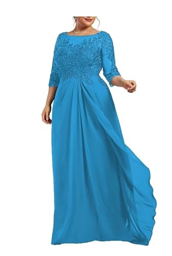 Sincemeet Spitzenkleider für die Brautmutter Übergröße Chiffon-Abendkleid für die Hochzeit U-Ausschnitt Ballkleider von Sincemeet