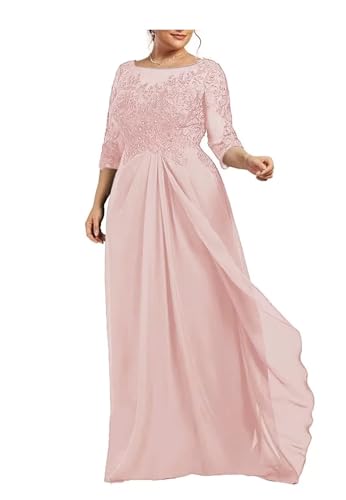 Sincemeet Spitzenkleider für die Brautmutter Übergröße Chiffon-Abendkleid für die Hochzeit U-Ausschnitt Ballkleider von Sincemeet