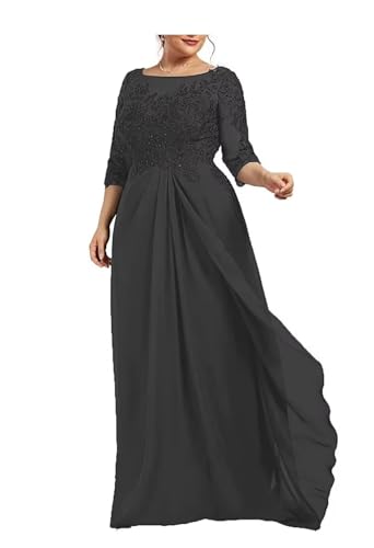 Sincemeet Spitzenkleider für die Brautmutter Übergröße Chiffon-Abendkleid für die Hochzeit U-Ausschnitt Ballkleider von Sincemeet