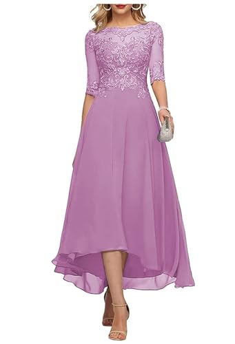 Sincemeet Teelange Kleider für die Brautmutter Ballkleid aus Chiffon mit Spitzenapplikationen Brautjungfer Kleider mit 1/2 Ärmeln von Sincemeet