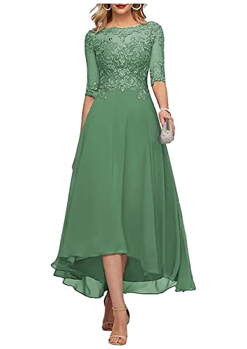 Sincemeet Teelange Kleider für die Brautmutter Ballkleid aus Chiffon mit Spitzenapplikationen Brautjungfer Kleider mit 1/2 Ärmeln von Sincemeet