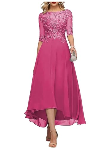 Sincemeet Teelange Kleider für die Brautmutter Ballkleid aus Chiffon mit Spitzenapplikationen Brautjungfer Kleider mit 1/2 Ärmeln von Sincemeet