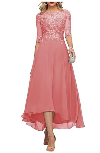 Sincemeet Teelange Kleider für die Brautmutter Ballkleid aus Chiffon mit Spitzenapplikationen Brautjungfer Kleider mit 1/2 Ärmeln von Sincemeet