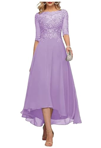 Sincemeet Teelange Kleider für die Brautmutter Ballkleid aus Chiffon mit Spitzenapplikationen Brautjungfer Kleider mit 1/2 Ärmeln von Sincemeet