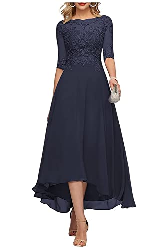 Sincemeet Teelange Kleider für die Brautmutter Ballkleid aus Chiffon mit Spitzenapplikationen Brautjungfer Kleider mit 1/2 Ärmeln von Sincemeet