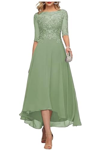 Sincemeet Teelange Kleider für die Brautmutter Ballkleid aus Chiffon mit Spitzenapplikationen Brautjungfer Kleider mit 1/2 Ärmeln von Sincemeet