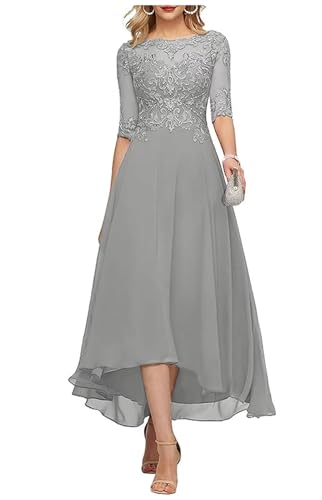 Sincemeet Teelange Kleider für die Brautmutter Ballkleid aus Chiffon mit Spitzenapplikationen Brautjungfer Kleider mit 1/2 Ärmeln von Sincemeet