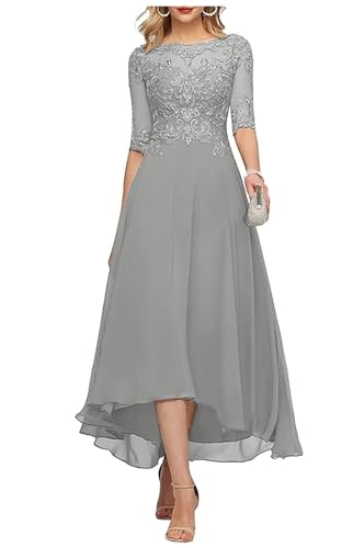 Sincemeet Teelange Kleider für die Brautmutter Ballkleid aus Chiffon mit Spitzenapplikationen Brautjungfer Kleider mit 1/2 Ärmeln von Sincemeet