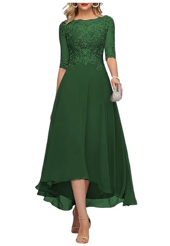 Sincemeet Teelange Kleider für die Brautmutter Ballkleid aus Chiffon mit Spitzenapplikationen Brautjungfer Kleider mit 1/2 Ärmeln von Sincemeet