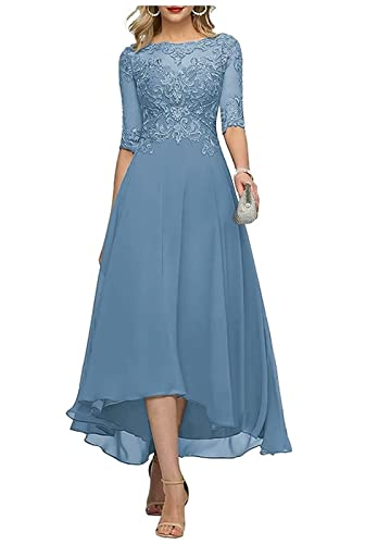 Sincemeet Teelange Kleider für die Brautmutter Ballkleid aus Chiffon mit Spitzenapplikationen Brautjungfer Kleider mit 1/2 Ärmeln von Sincemeet