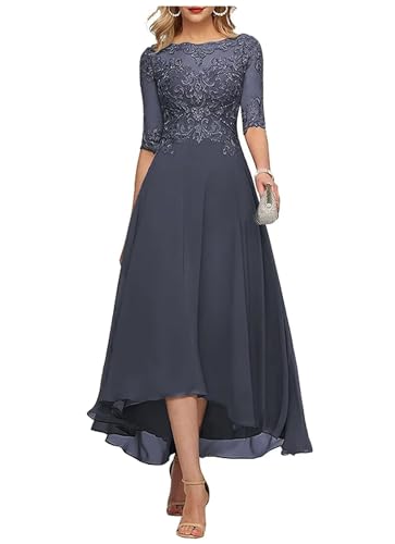 Sincemeet Teelange Kleider für die Brautmutter Ballkleid aus Chiffon mit Spitzenapplikationen Brautjungfer Kleider mit 1/2 Ärmeln von Sincemeet