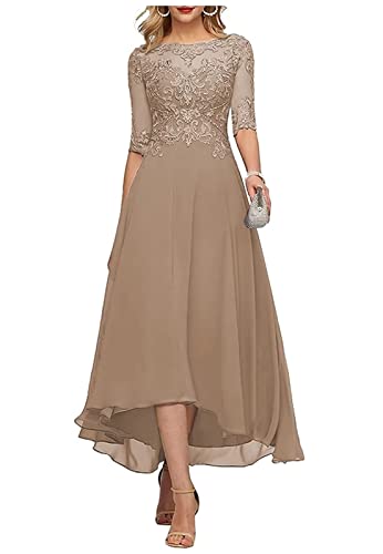 Sincemeet Teelange Kleider für die Brautmutter Ballkleid aus Chiffon mit Spitzenapplikationen Brautjungfer Kleider mit 1/2 Ärmeln von Sincemeet