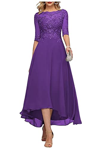 Sincemeet Teelange Kleider für die Brautmutter Ballkleid aus Chiffon mit Spitzenapplikationen Brautjungfer Kleider mit 1/2 Ärmeln von Sincemeet