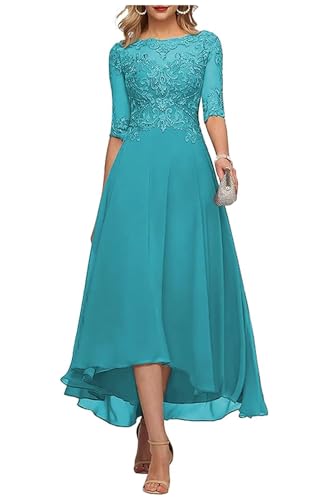 Sincemeet Teelange Kleider für die Brautmutter Ballkleid aus Chiffon mit Spitzenapplikationen Brautjungfer Kleider mit 1/2 Ärmeln von Sincemeet