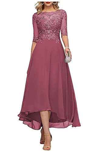 Sincemeet Teelange Kleider für die Brautmutter Ballkleid aus Chiffon mit Spitzenapplikationen Brautjungfer Kleider mit 1/2 Ärmeln von Sincemeet