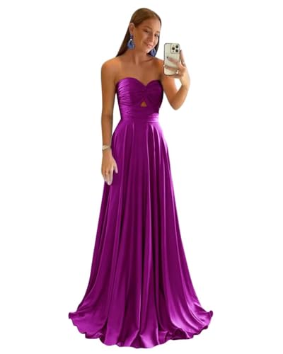 Sincemeet Trägerloses Abendkleid aus Satin Lange Ballkleider mit Schlitz Herzförmige formelle Brautjungfernkleider Brautkleid in A-Linie Sincemeet Trägerloses Abendkleid aus Satin Lange Ballkleider mit Schlitz Herzförmige formelle Brautjungfernkleider Brautkleid in A-Linie von Sincemeet