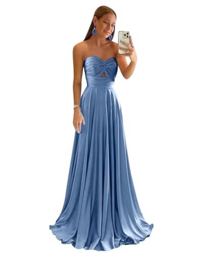 Sincemeet Trägerloses Abendkleid aus Satin Lange Ballkleider mit Schlitz Herzförmige formelle Brautjungfernkleider Brautkleid in A-Linie Sincemeet Trägerloses Abendkleid aus Satin Lange Ballkleider mit Schlitz Herzförmige formelle Brautjungfernkleider Brautkleid in A-Linie von Sincemeet