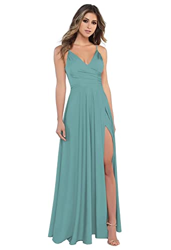 Sincemeet Women's Spaghetti Straps Satin Bridesmaid Dresses Damen V-Ausschnitt Spaghettiträger Satin Brautjungfernkleider von Sincemeet