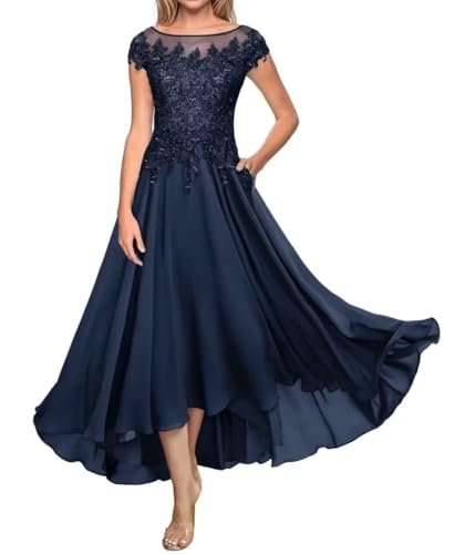 Teelänge Mutter der Braut Kleid Spitze Lang Formal Abendkleid Chiffon Hochzeit Gastkleider für Kurzarm Teelänge Mutter der Braut Kleid Spitze Lang Formal Abendkleid Chiffon Hochzeit Gastkleider für Kurzarm von Sincemeet