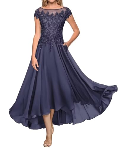 Teelänge Mutter der Braut Kleid Spitze Lang Formal Abendkleid Chiffon Hochzeit Gastkleider für Kurzarm Teelänge Mutter der Braut Kleid Spitze Lang Formal Abendkleid Chiffon Hochzeit Gastkleider für Kurzarm von Sincemeet